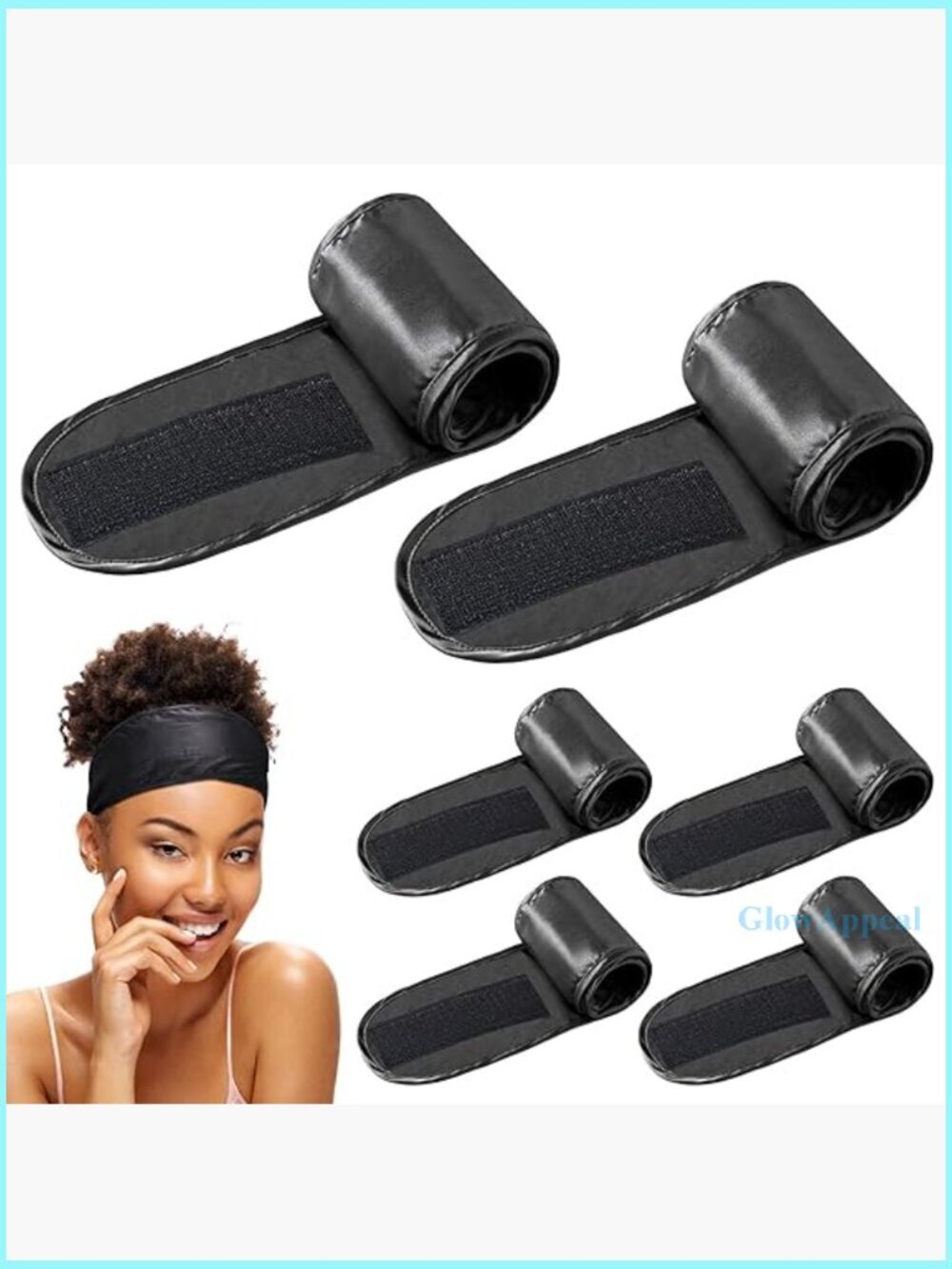6 Pack Satin Adjustable Hair Wrap for Sleep Spa Makeup Terry Cloth